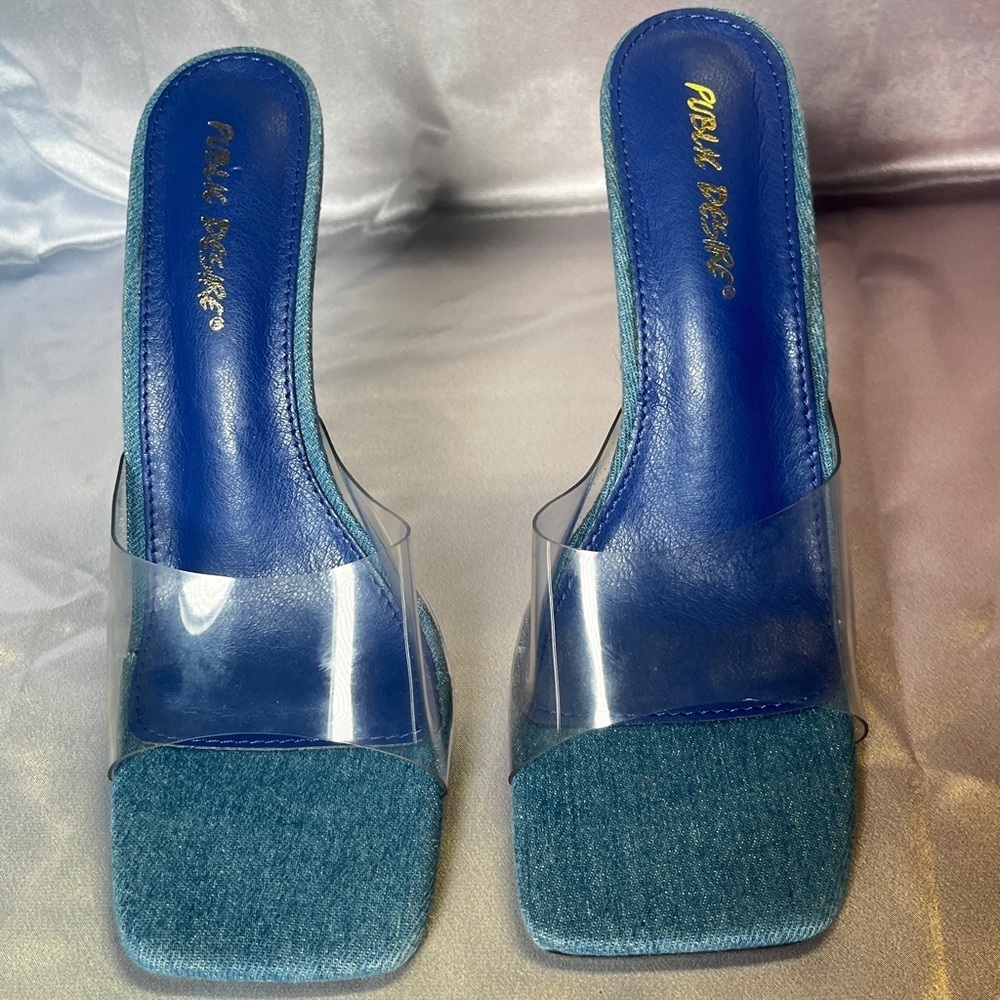 Public Desire Blue Sandals with Modern Transparent Strap